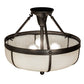 Meyda Lighting Arts & Crafts 234504 18" 3-Light Craftsman Brown Semi-flush Mount Light With White Art Shade Glass