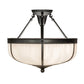 Meyda Lighting Arts & Crafts 234504 18" 3-Light Craftsman Brown Semi-flush Mount Light With White Art Shade Glass