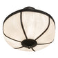Meyda Lighting Arts & Crafts 234504 18" 3-Light Craftsman Brown Semi-flush Mount Light With White Art Shade Glass