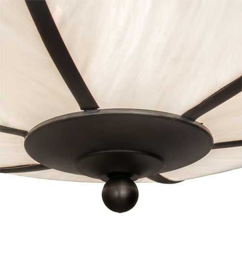 Meyda Lighting Arts & Crafts 234504 18" 3-Light Craftsman Brown Semi-flush Mount Light With White Art Shade Glass