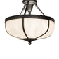 Meyda Lighting Arts & Crafts 234504 18" 3-Light Craftsman Brown Semi-flush Mount Light With White Art Shade Glass