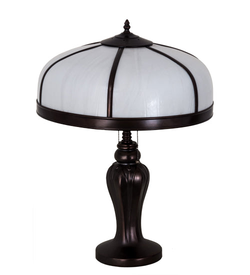 Meyda Lighting Arts & Crafts 24" 2-Light Craftsman Brown Dome Table Lamp With White Art Shade Glass