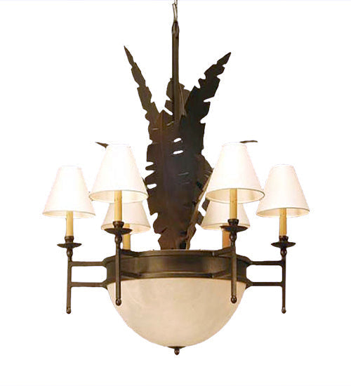 Meyda Lighting Aruba 32" 12-Light Gilded Tobacco Inverted Pendant Light With Sahara Taupe Idalight Shade