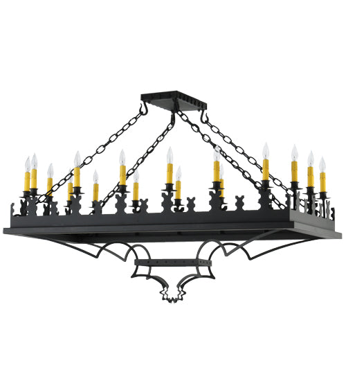 Meyda Lighting Asen 48" 18-Light Costello Black Island Pendant Light With Ivory Faux Candlelight