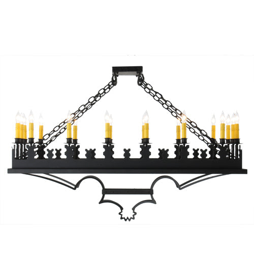 Meyda Lighting Asen 48" 18-Light Costello Black Island Pendant Light With Ivory Faux Candlelight