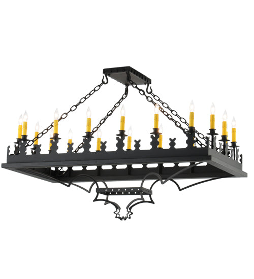 Meyda Lighting Asen 48" 18-Light Costello Black Island Pendant Light With Ivory Faux Candlelight