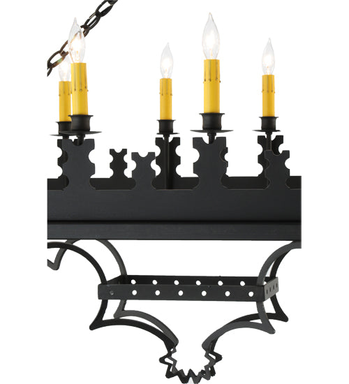 Meyda Lighting Asen 48" 18-Light Costello Black Island Pendant Light With Ivory Faux Candlelight