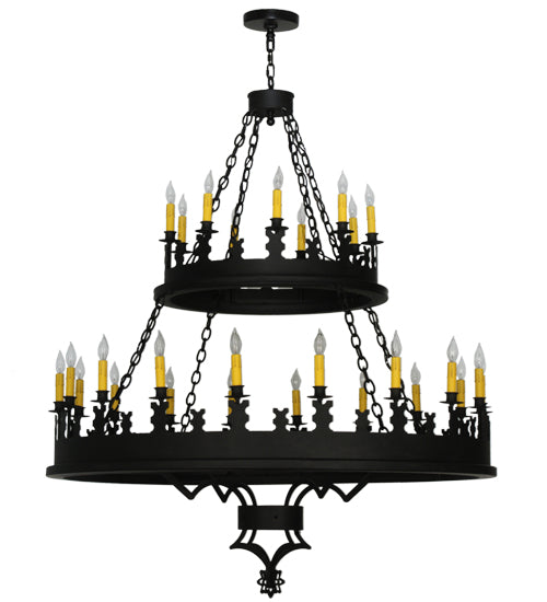 Meyda Lighting Asen 48" 27-Light 2-Tier Costello Black Chandelier With Ivory Faux Candlelight