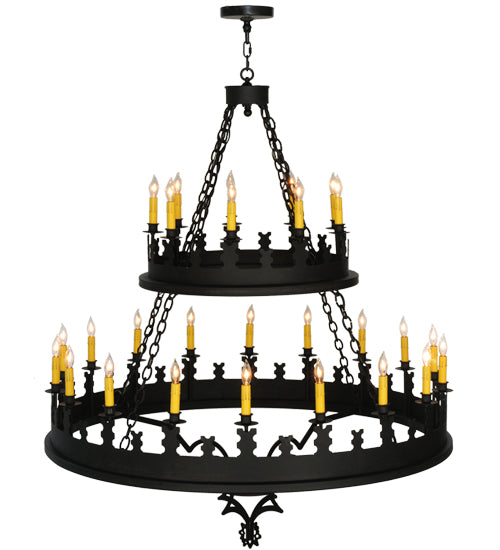Meyda Lighting Asen 48" 27-Light 2-Tier Costello Black Chandelier With Ivory Faux Candlelight