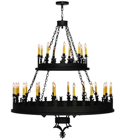 Meyda Lighting Asen 48" 27-Light 2-Tier Costello Black Chandelier With Ivory Faux Candlelight