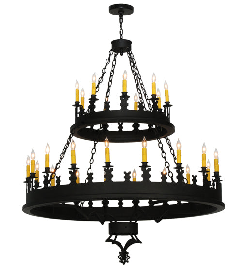 Meyda Lighting Asen 48" 27-Light 2-Tier Costello Black Chandelier With Ivory Faux Candlelight