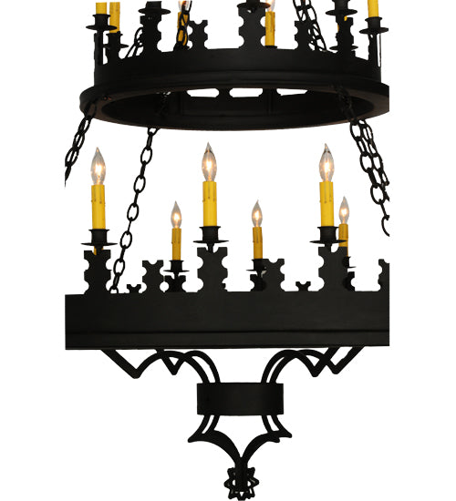 Meyda Lighting Asen 48" 27-Light 2-Tier Costello Black Chandelier With Ivory Faux Candlelight