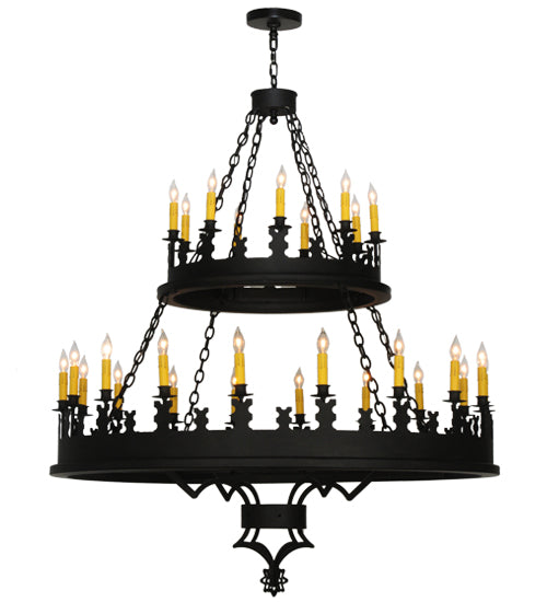 Meyda Lighting Asen 48" 27-Light 2-Tier Costello Black Chandelier With Ivory Faux Candlelight