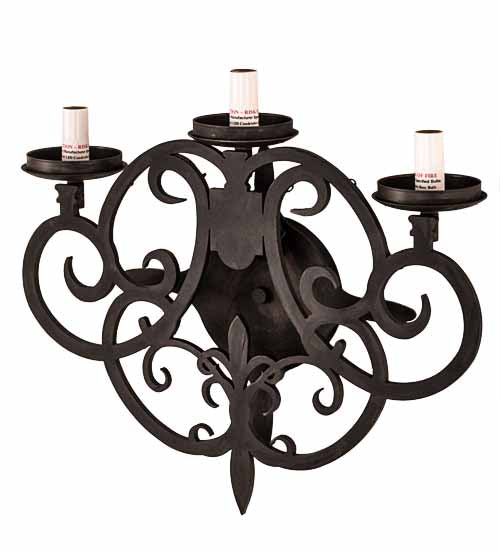 Meyda Lighting Ashley 17" 3-Light Costello Black Wall Sconce With Ivory Polyresin Cylindres Shade