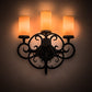 Meyda Lighting Ashley 17" 3-Light Costello Black Wall Sconce With Ivory Polyresin Cylindres Shade