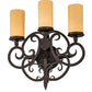 Meyda Lighting Ashley 17" 3-Light Costello Black Wall Sconce With Ivory Polyresin Cylindres Shade
