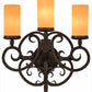 Meyda Lighting Ashley 17" 3-Light Costello Black Wall Sconce With Ivory Polyresin Cylindres Shade