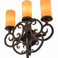 Meyda Lighting Ashley 17" 3-Light Costello Black Wall Sconce With Ivory Polyresin Cylindres Shade