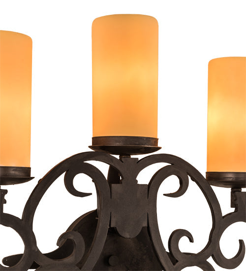 Meyda Lighting Ashley 17" 3-Light Costello Black Wall Sconce With Ivory Polyresin Cylindres Shade
