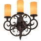 Meyda Lighting Ashley 17" 3-Light Costello Black Wall Sconce With Ivory Polyresin Cylindres Shade