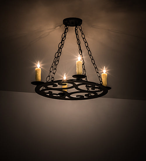 Meyda Lighting Ashley 20" 4-Light Blackwash Chandelier With Ivory Faux Candlelight