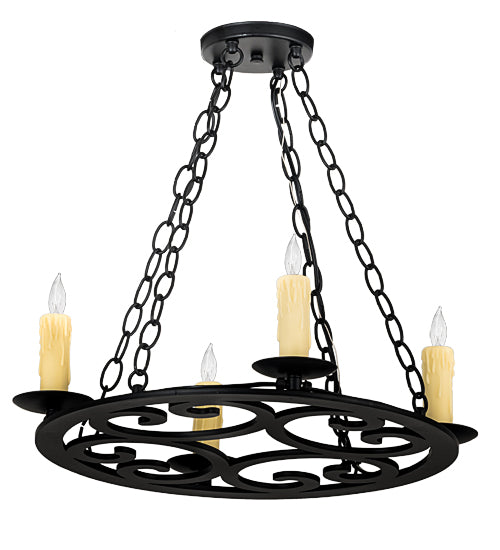Meyda Lighting Ashley 20" 4-Light Blackwash Chandelier With Ivory Faux Candlelight