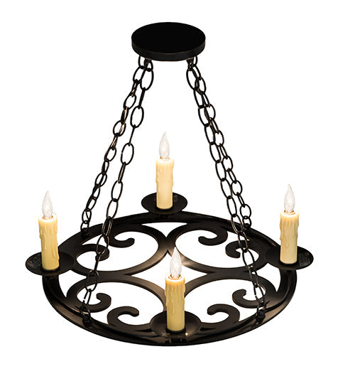 Meyda Lighting Ashley 20" 4-Light Blackwash Chandelier With Ivory Faux Candlelight