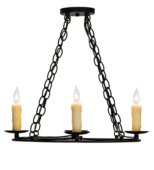 Meyda Lighting Ashley 20" 4-Light Blackwash Chandelier With Ivory Faux Candlelight