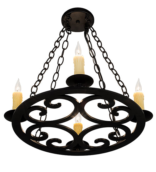 Meyda Lighting Ashley 20" 4-Light Blackwash Chandelier With Ivory Faux Candlelight