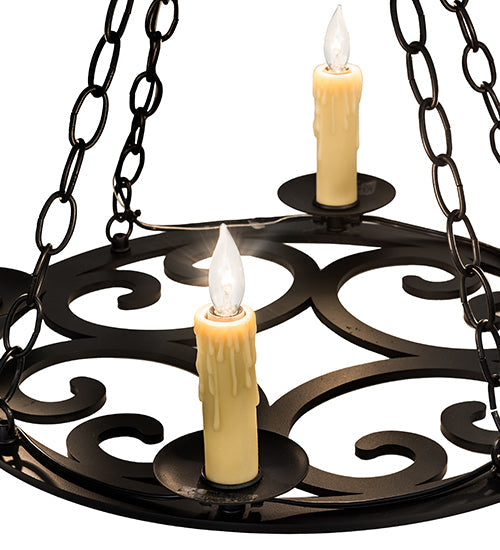 Meyda Lighting Ashley 20" 4-Light Blackwash Chandelier With Ivory Faux Candlelight