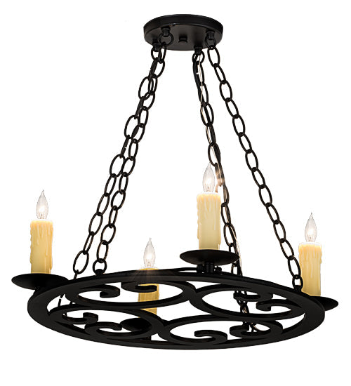 Meyda Lighting Ashley 20" 4-Light Blackwash Chandelier With Ivory Faux Candlelight