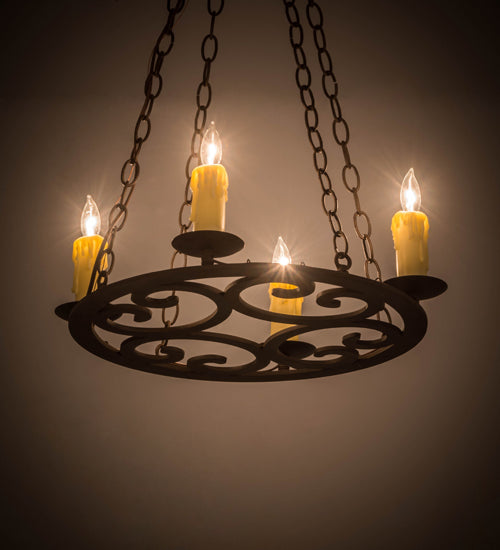 Meyda Lighting Ashley 20" 4-Light Classic Rust Chandelier With Ivory Faux Candlelight