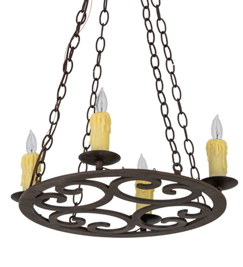 Meyda Lighting Ashley 20" 4-Light Classic Rust Chandelier With Ivory Faux Candlelight