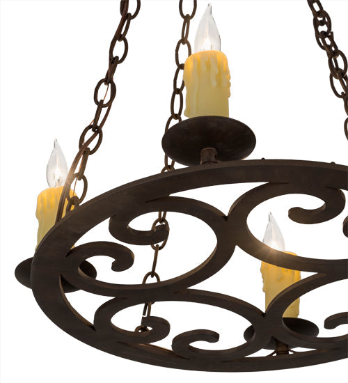 Meyda Lighting Ashley 20" 4-Light Classic Rust Chandelier With Ivory Faux Candlelight