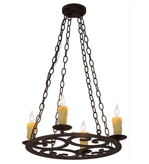 Meyda Lighting Ashley 20" 4-Light Classic Rust Chandelier With Ivory Faux Candlelight