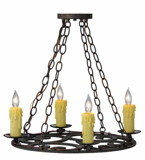 Meyda Lighting Ashley 21" 4-Light Copper Rust Chandelier With Ivory Faux Candlelight