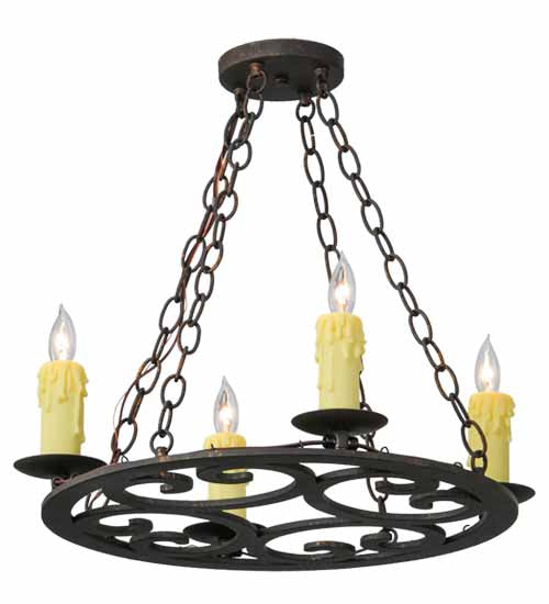 Meyda Lighting Ashley 21" 4-Light Copper Rust Chandelier With Ivory Faux Candlelight