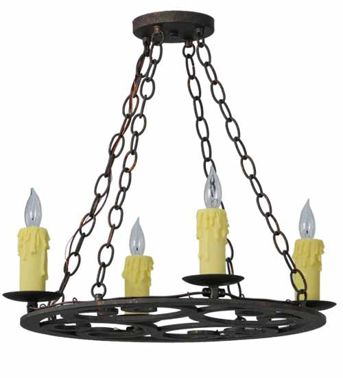 Meyda Lighting Ashley 21" 4-Light Copper Rust Chandelier With Ivory Faux Candlelight