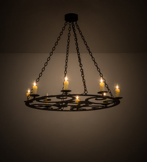 Meyda Lighting Ashley 42" 8-Light Gilded Tobacco Chandelier With Ivory Faux Candlelight