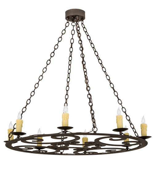 Meyda Lighting Ashley 42" 8-Light Gilded Tobacco Chandelier With Ivory Faux Candlelight