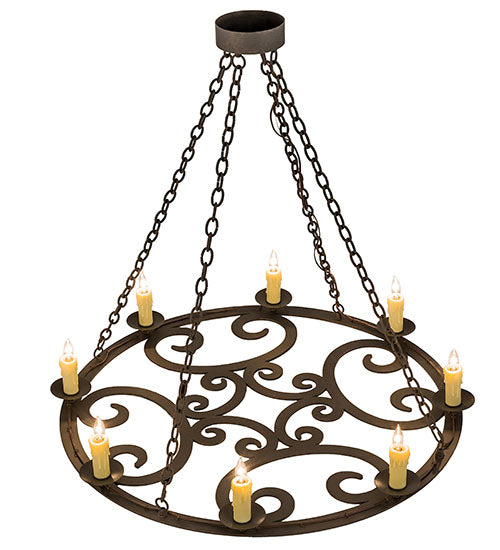 Meyda Lighting Ashley 42" 8-Light Gilded Tobacco Chandelier With Ivory Faux Candlelight