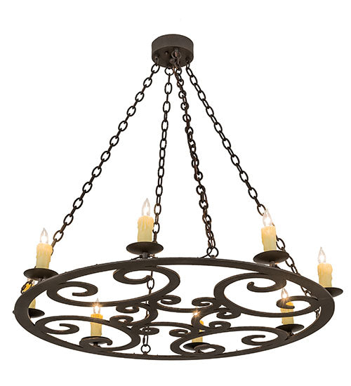 Meyda Lighting Ashley 42" 8-Light Gilded Tobacco Chandelier With Ivory Faux Candlelight