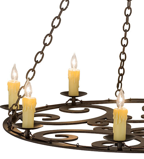 Meyda Lighting Ashley 42" 8-Light Gilded Tobacco Chandelier With Ivory Faux Candlelight