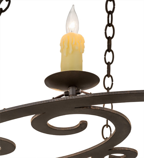 Meyda Lighting Ashley 42" 8-Light Gilded Tobacco Chandelier With Ivory Faux Candlelight