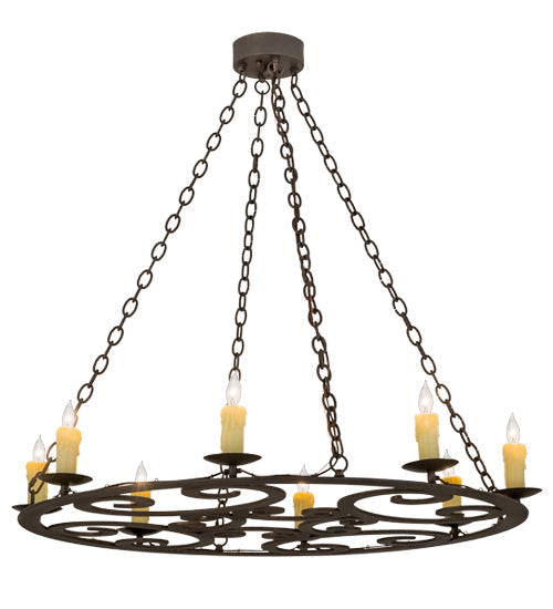 Meyda Lighting Ashley 42" 8-Light Gilded Tobacco Chandelier With Ivory Faux Candlelight
