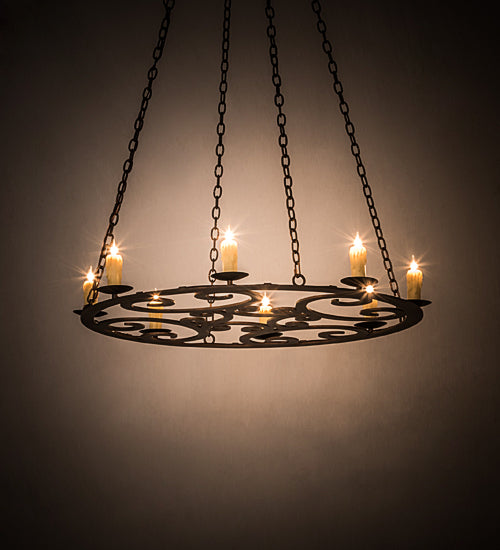 Meyda Lighting Ashley 42" 8-Light Gilded Tobacco Pendant Light With Ivory Faux Candlelight