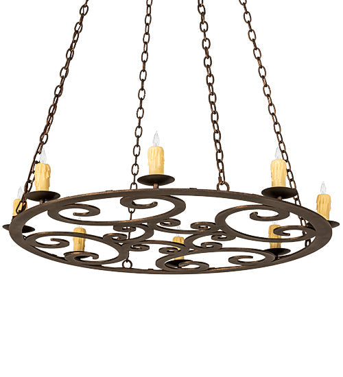 Meyda Lighting Ashley 42" 8-Light Gilded Tobacco Pendant Light With Ivory Faux Candlelight