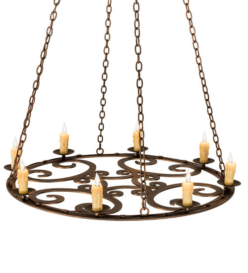 Meyda Lighting Ashley 42" 8-Light Gilded Tobacco Pendant Light With Ivory Faux Candlelight