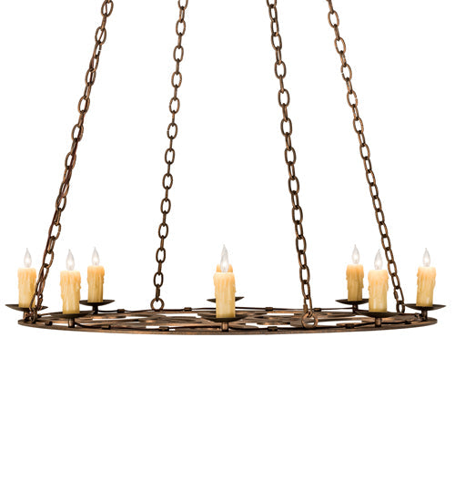 Meyda Lighting Ashley 42" 8-Light Gilded Tobacco Pendant Light With Ivory Faux Candlelight