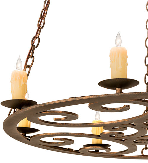 Meyda Lighting Ashley 42" 8-Light Gilded Tobacco Pendant Light With Ivory Faux Candlelight